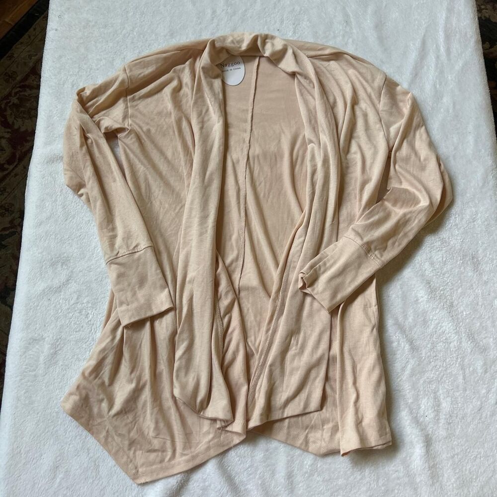 Naggoo tan cardigan with pockets women's small perfect layering boho chic nwt